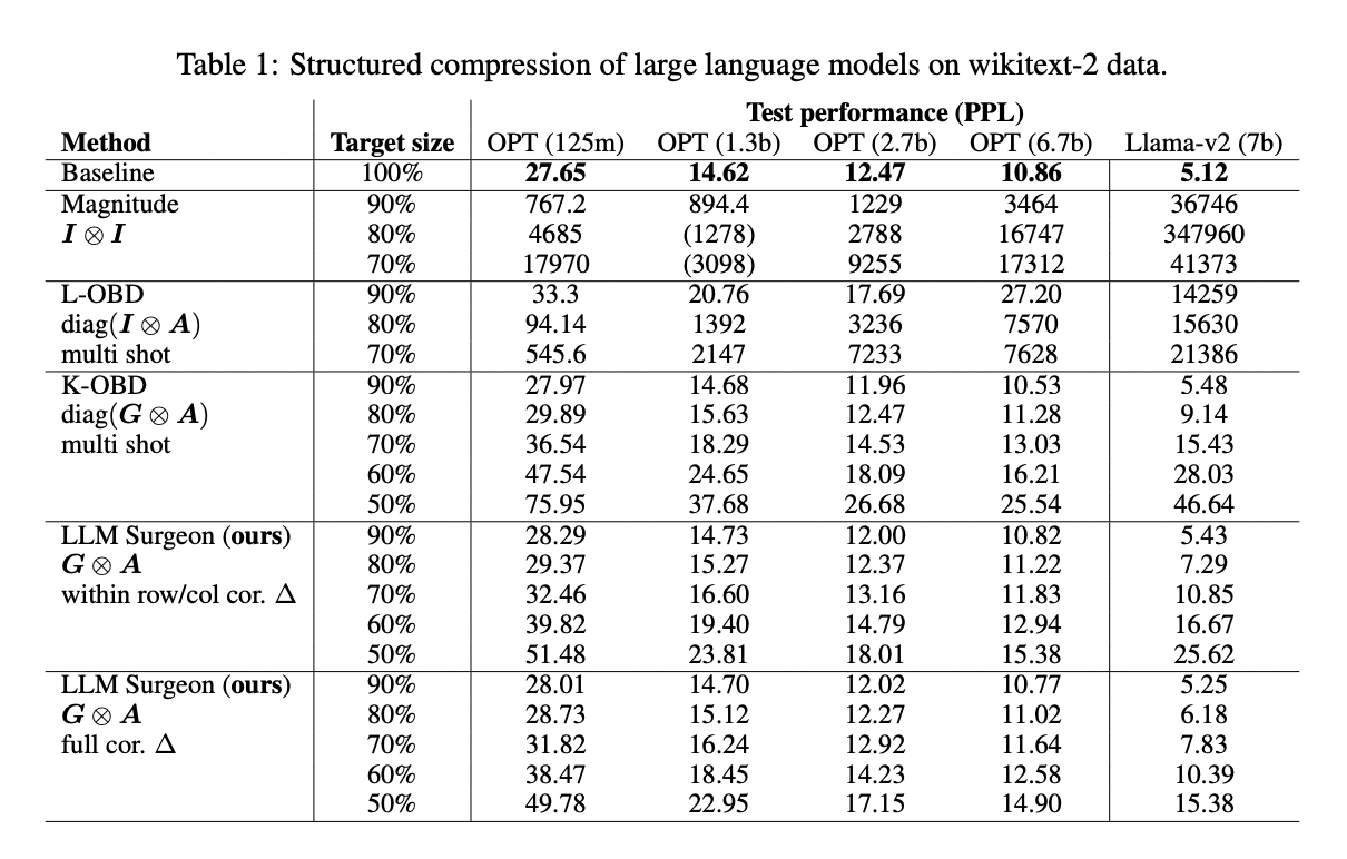 Meet LLM Surgeon: A New Machine Learning Framework for Unstructured, Semi-Structured, and Structured Pruning of Large Language Models (LLMs)